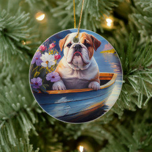 Décoration En Céramique Bulldog anglais sur une pagaie : une aventure Pitt
