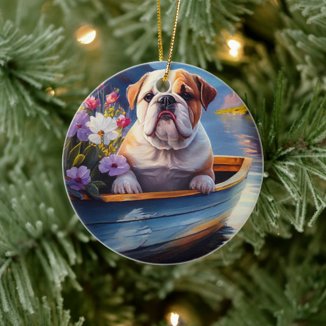 Décoration En Céramique Bulldog anglais sur une pagaie : une aventure Pitt (Arbre)