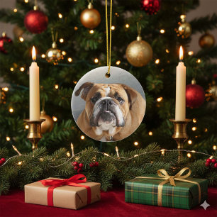 Décoration En Céramique Bulldog Face - Bulldog anglais, Brown