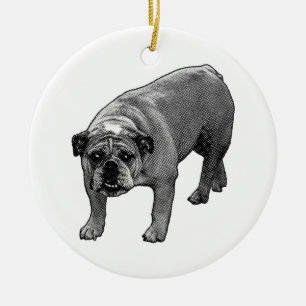 Décoration En Céramique Bulldog Lueur d'Arbre
