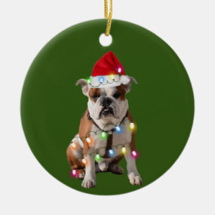Décoration En Céramique Bulldog With Christmas Scafés Santa Hat Cadeau