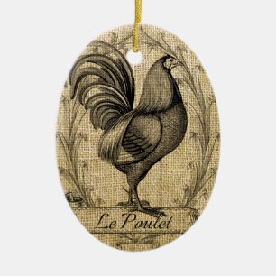 Décoration En Céramique Burlap vintage de poulet