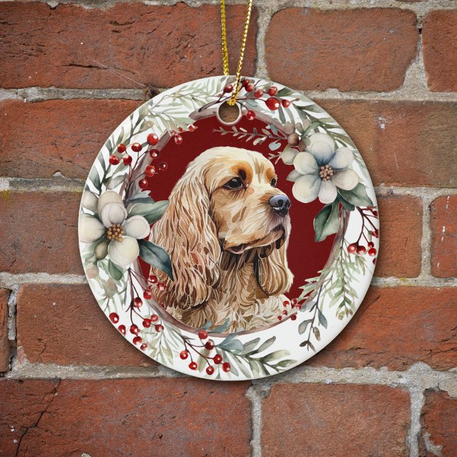 Décoration En Céramique Buster American Cocker Spaniel Rustic Wreath (Créateur téléchargé)