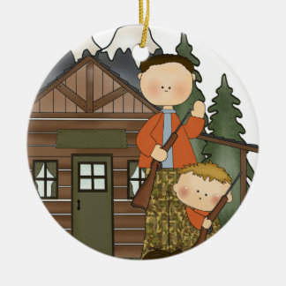 Décoration En Céramique Cabine de rondin rustique de petit chasseur de