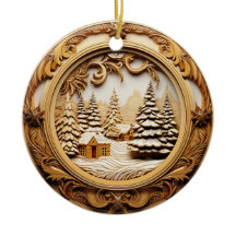 cabine D'Hiver 3D En Bois Dans Les Bois