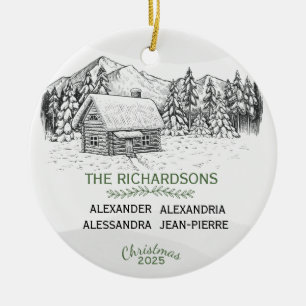 Décoration En Céramique Cabine du journal d'hiver de la montagne neige X 4