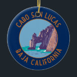 Décoration En Céramique Cabo San Lucas Arch Mexique Retro Cercle en détres<br><div class="desc">Cabo San Lucas dans un style vectoriel. Cabo San Lucas,  ville balnéaire située à la pointe sud de la péninsule de Basse Californie au Mexique,  est connue pour ses plages,  ses activités aquatiques et sa vie nocturne.</div>