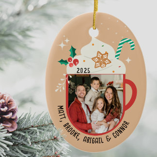 Décoration En Céramique Cacao Chaud Personnalisé au Nom de Famille Noël