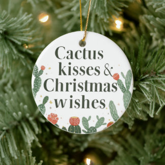 Décoration En Céramique Cactus Kisses & Christmas Wishes – A Double-Sided 