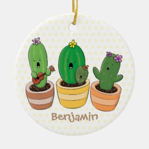 Décoration En Céramique Cactus trio chantante mignonne dessin animé