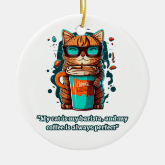 Décoration En Céramique cadeau amoureux des chats féline ami barista chat
