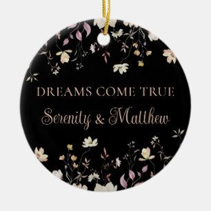Décoration En Céramique Cadeau de mariage personnalisé floral noir boho
