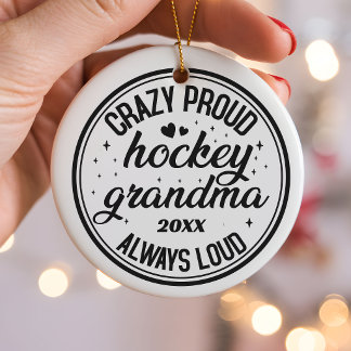Décoration En Céramique Cadeau de Noël de grand-mère de hockey personnalis