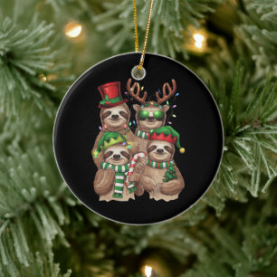 Décoration En Céramique Cadeau de Noël de paresseux Joyeux Slothmas Amoure