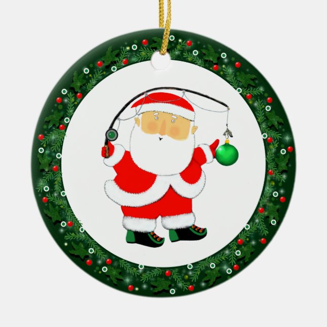 Décoration En Céramique Cadeau de Noël de pêche (Devant)