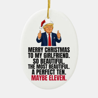 Décoration En Céramique Cadeau de Noël drôle de Trump pour petite amie