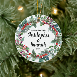 Décoration En Céramique Cadeau de Noël personnalisé pour couples fiancés