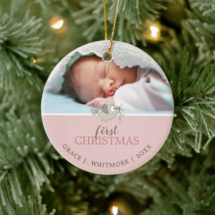 Décoration En Céramique Cadeau de Noël Photo Fille Premier Noël