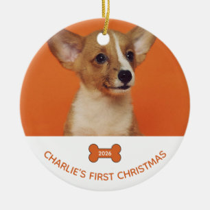 Décoration En Céramique Cadeau de Noël Photo Premier Noël de Chien 2026