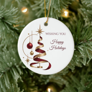 Décoration En Céramique Cadeau de Noël pour employé Bourgogne Or
