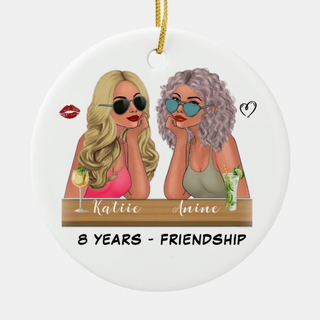 Décoration En Céramique Cadeau de Noël pour les amis - Personnalisé (Devant)