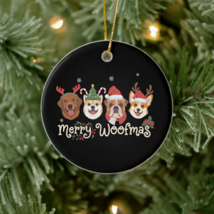 Décoration En Céramique Cadeau de Noël pour propriétaire de chien Joyeux W