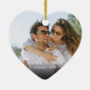 Décoration En Céramique Cadeau de photo de fiançailles élégant avec écritu