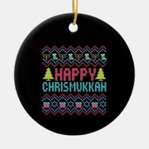 Décoration En Céramique Cadeau de pull moche juif drôle de Chrismukkah