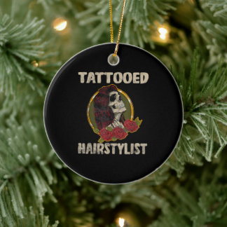 Décoration En Céramique Cadeau de tatouage I Crâne femmes coiffeur