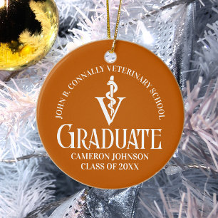 Décoration En Céramique Cadeau d'études vétérinaires Orange personnalisé