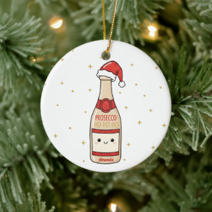 Décoration En Céramique Cadeau d'ornement de Noël drôle Prosecco Ho Ho Ho