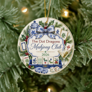 Décoration En Céramique Cadeau d'ornement de Noël du club de Mahjong