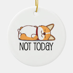 Décoration En Céramique Cadeau Mignon Corgi Amoureux de Chien Drôle Pas Au