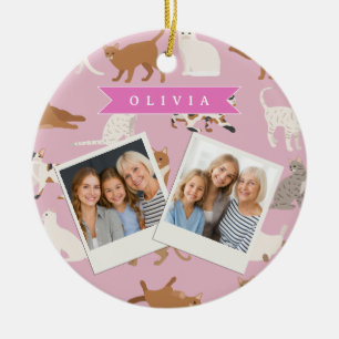 Décoration En Céramique Cadeau personnalisé à motif de chat rose mignon po