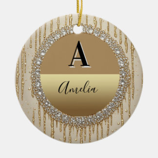 Décoration En Céramique Cadeau personnalisé avec monogramme en or pour mar