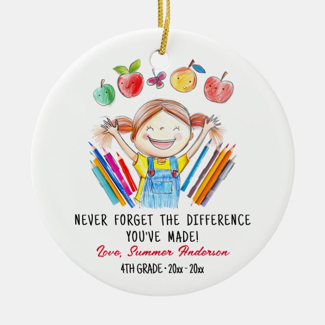 Décoration En Céramique Cadeau personnalisé d'appréciation de l'enseignant (Devant)