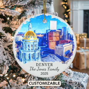 Décoration En Céramique Cadeau Personnalisé Denver Ornament, Colorado
