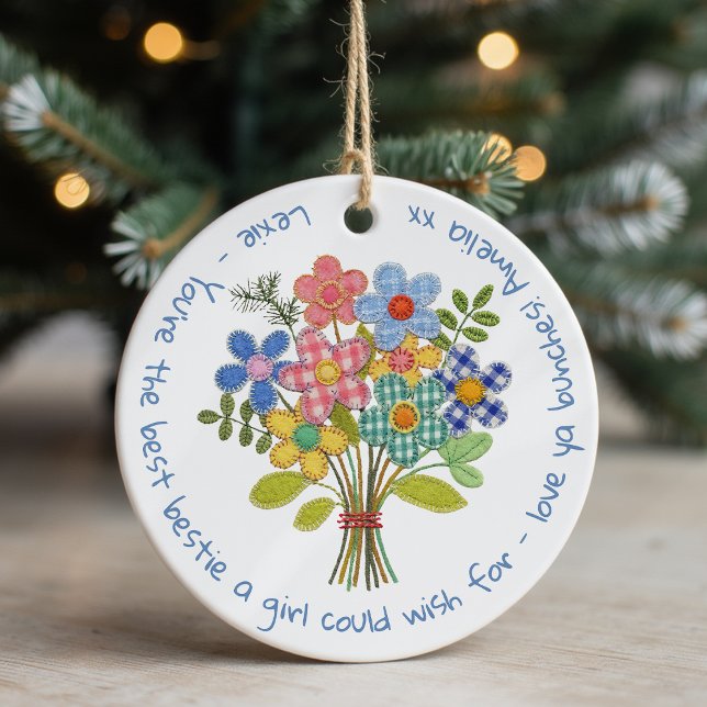 Décoration En Céramique Cadeau personnalisé Fleurs de Patchwork de Bestie (Créateur téléchargé)