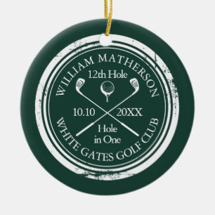 Décoration En Céramique Cadeau Personnalisé Golf Trou en Un Émeraude