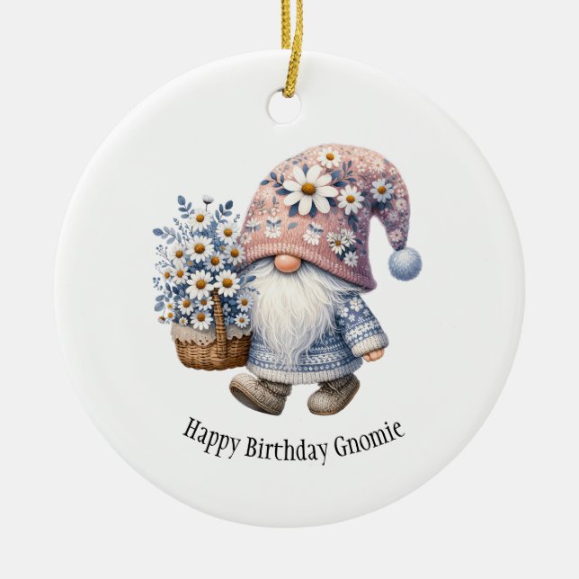 Décoration En Céramique Cadeau Personnalisé Joyeux Anniversaire Gnome (Devant)