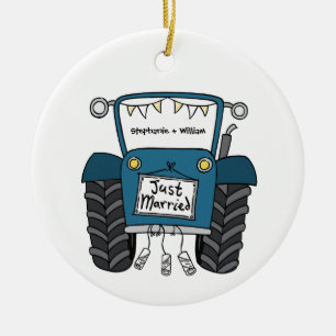 Décoration En Céramique Cadeau personnalisé Mariage campagnard tracteur bl