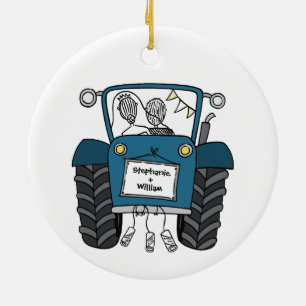 Décoration En Céramique Cadeau personnalisé Mariage campagnard tracteur bl