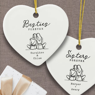 Décoration En Céramique Cadeau Personnalisé Meilleure Amie Dessin au Trait