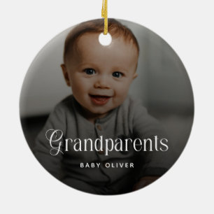 Décoration En Céramique Cadeau photo Bébé 2 Grands-parents Typographie mod
