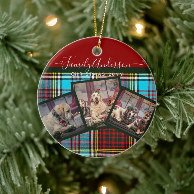 Décoration En Céramique CADEAU PHOTO DE NOËL - Anderson Tartan Collage (Arbre)