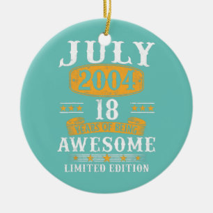 Décoration En Céramique Cadeaux de 18 ans Vintage juillet 2004 18e anniver