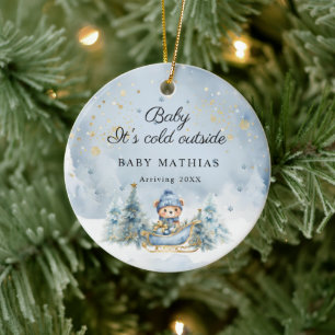 Décoration En Céramique Cadeaux de Baby Shower d'hiver Bébé Il Fait Froid 