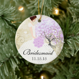 Décoration En Céramique Cadeaux de demoiselle d'honneur brune Arbre à feui