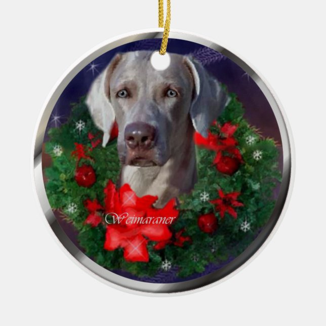 Décoration En Céramique Cadeaux de Noël Weimaraner (Devant)