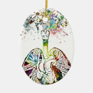 Décoration En Céramique Cadeaux Médicale coeur et motif de poumons